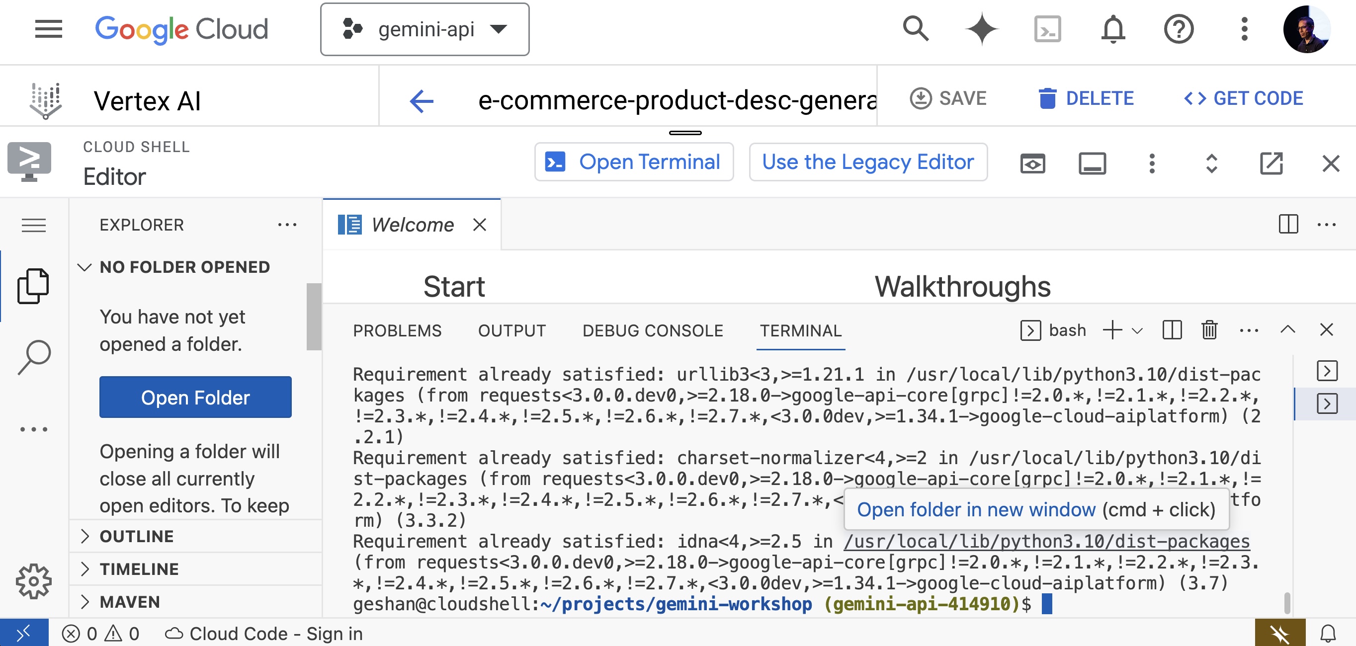 Install Vertex AI Python package
